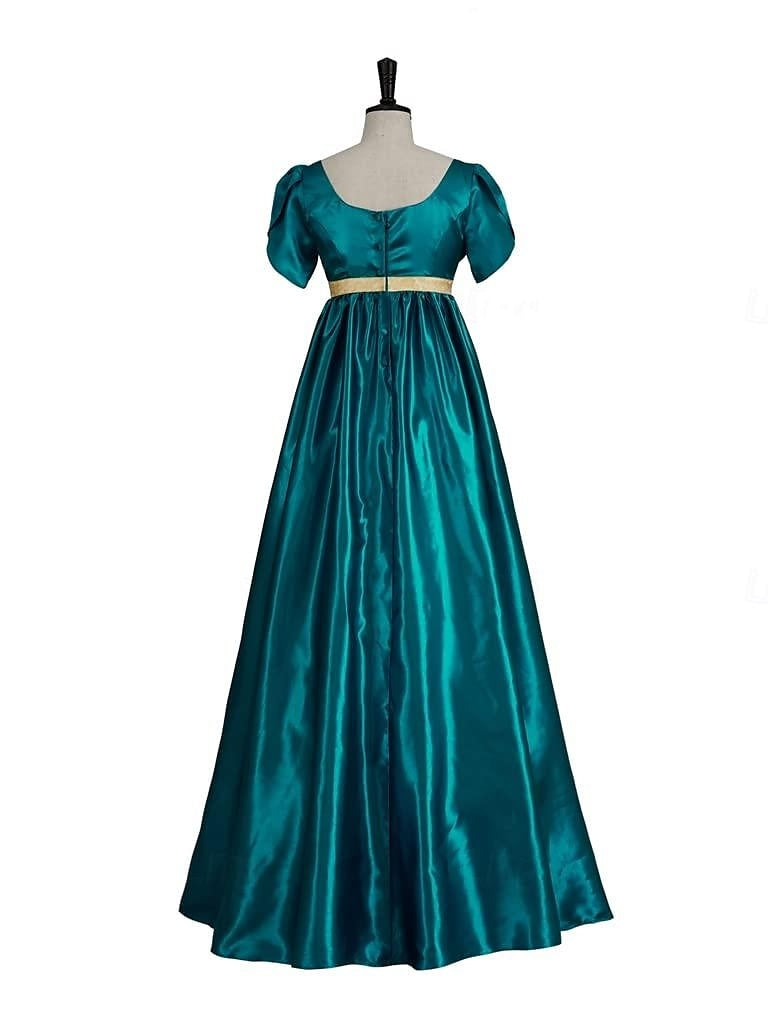 Retro 19 Century Ball Gown Square Neck Short Sleeves Floor-Length Halloween Performance Costumes Dress