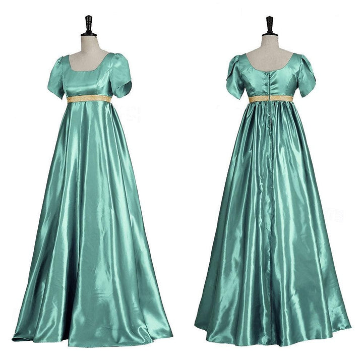 Retro 19 Century Ball Gown Square Neck Short Sleeves Floor-Length Halloween Performance Costumes Dress