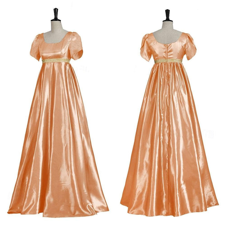 Retro 19 Century Ball Gown Square Neck Short Sleeves Floor-Length Halloween Performance Costumes Dress