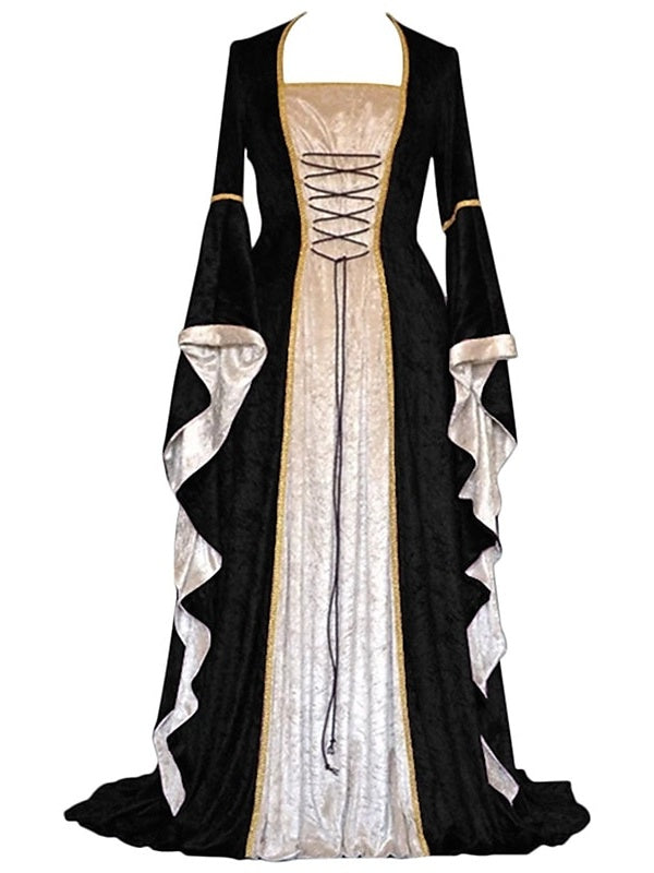 Retro Ball Gown Square Neck Long Sleeves Floor-Length Halloween Performance Costumes Dress