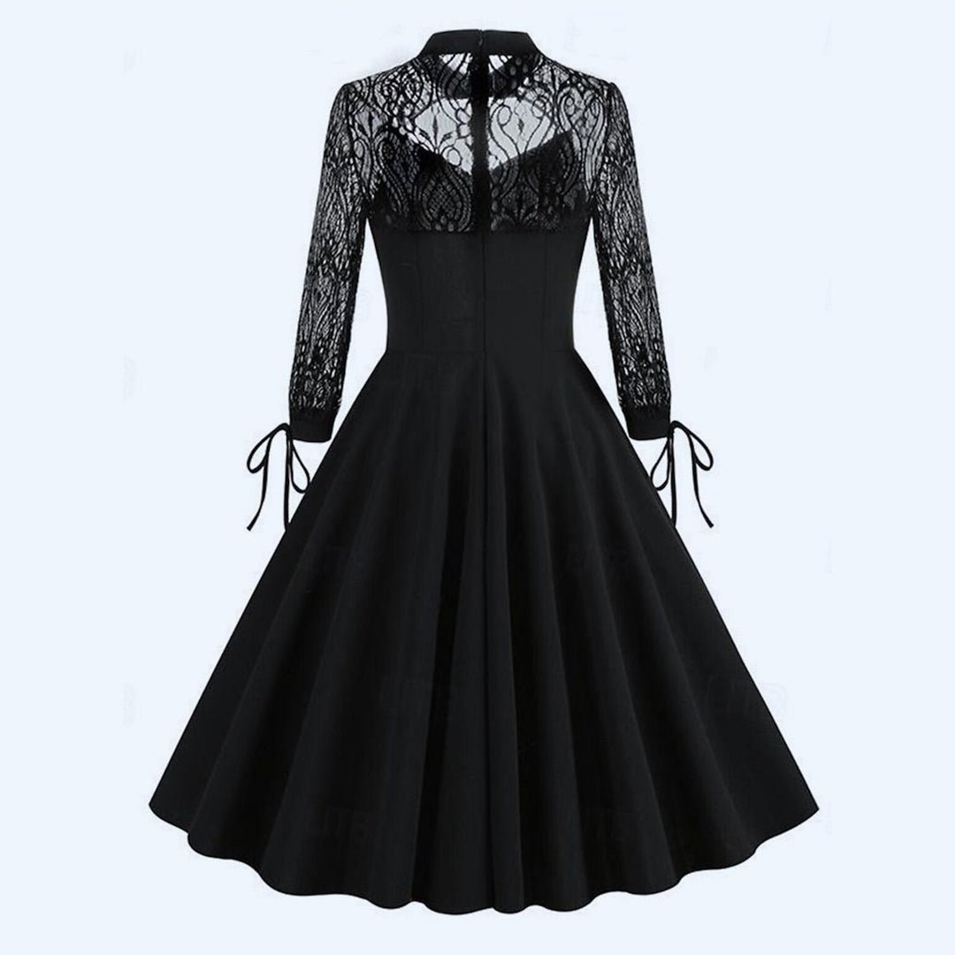 A-Line/Princess Jewel Neck Short Sleeves Knee-Length Halloween Performance Costumes Dress with Lace