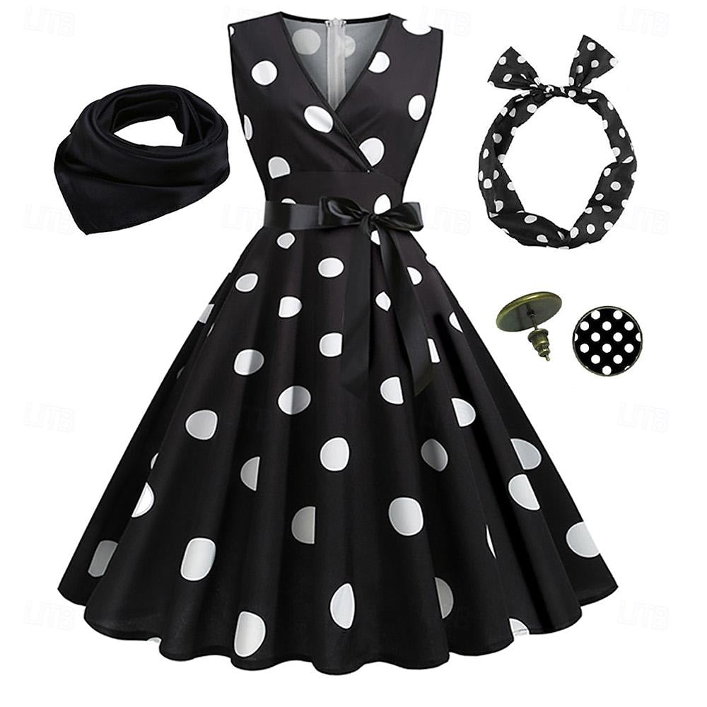 A-Line/Princess V-Neck Sleeveless Knee-Length Halloween Performance Costumes Dress with Bowknot