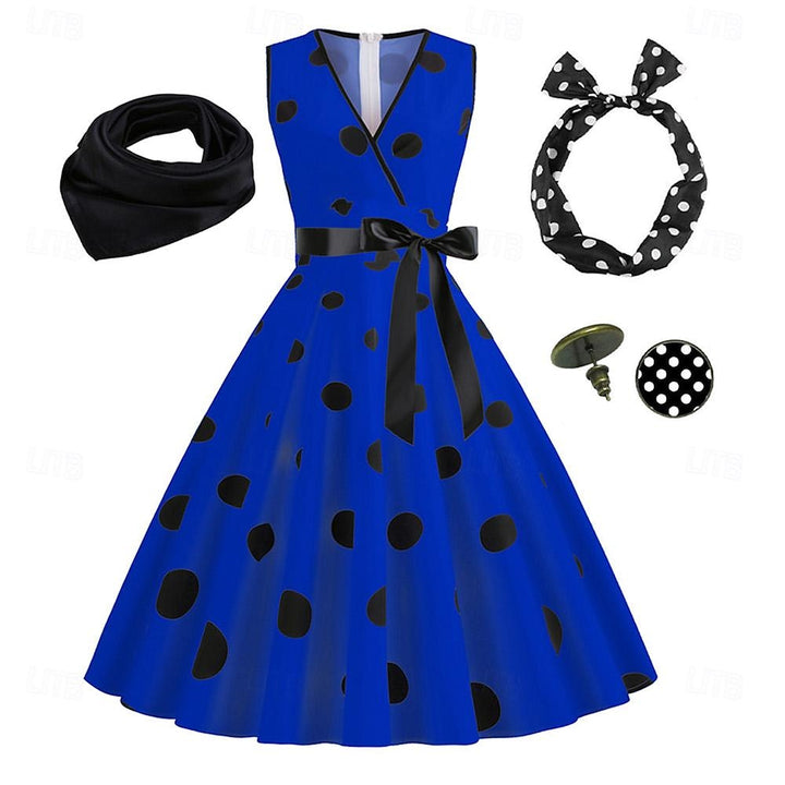 A-Line/Princess V-Neck Sleeveless Knee-Length Halloween Performance Costumes Dress with Bowknot