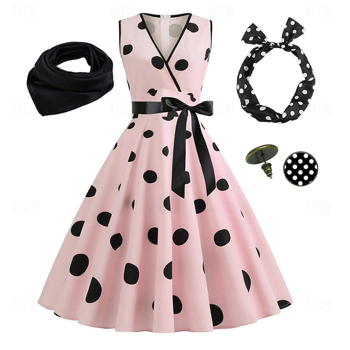 A-Line/Princess V-Neck Sleeveless Knee-Length Halloween Performance Costumes Dress with Bowknot