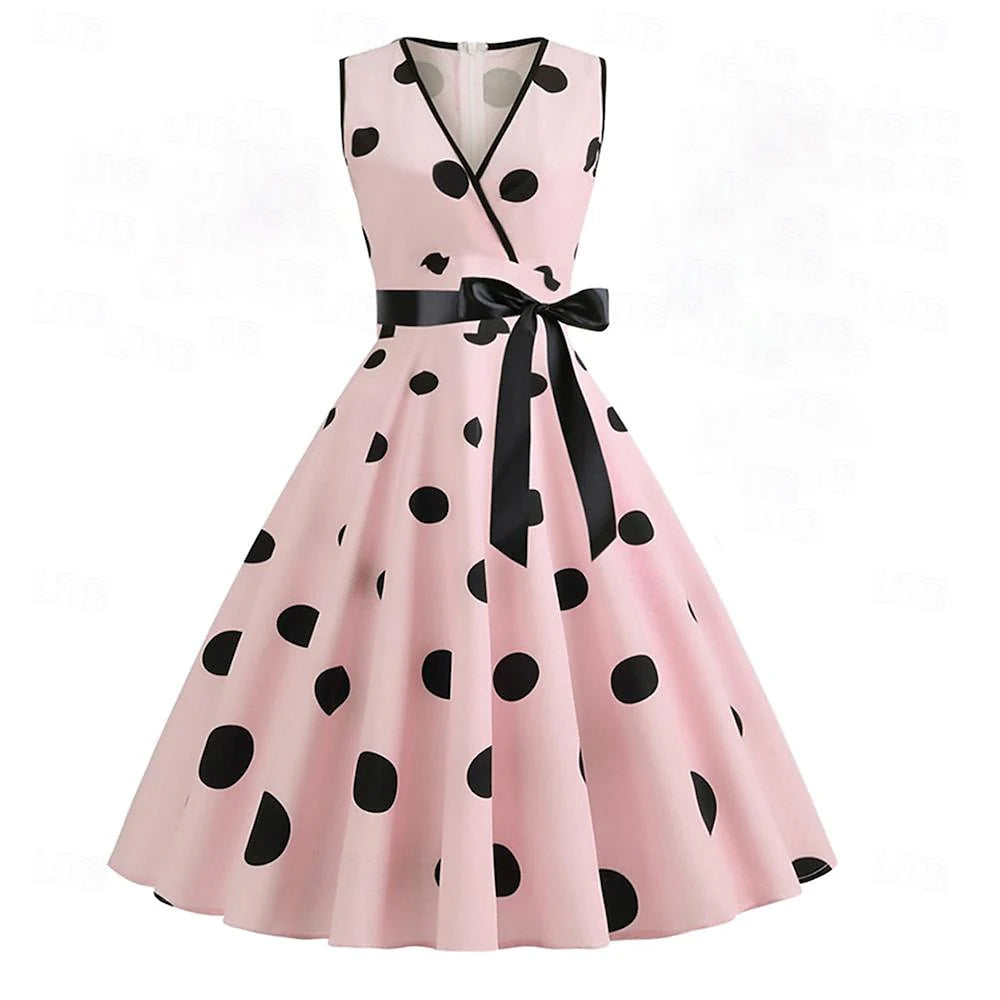 A-Line/Princess V-Neck Sleeveless Knee-Length Halloween Performance Costumes Dress with Bowknot