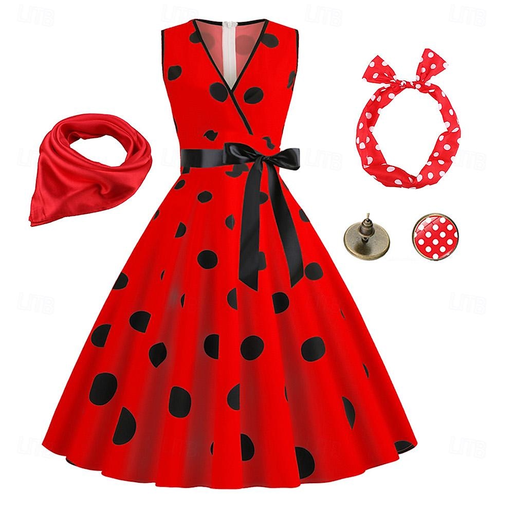 A-Line/Princess V-Neck Sleeveless Knee-Length Halloween Performance Costumes Dress with Bowknot