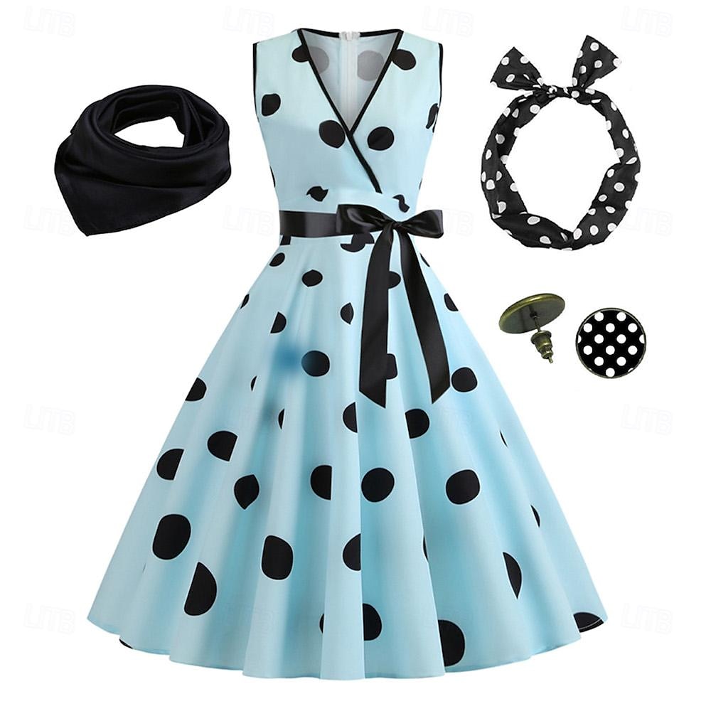 A-Line/Princess V-Neck Sleeveless Knee-Length Halloween Performance Costumes Dress with Bowknot