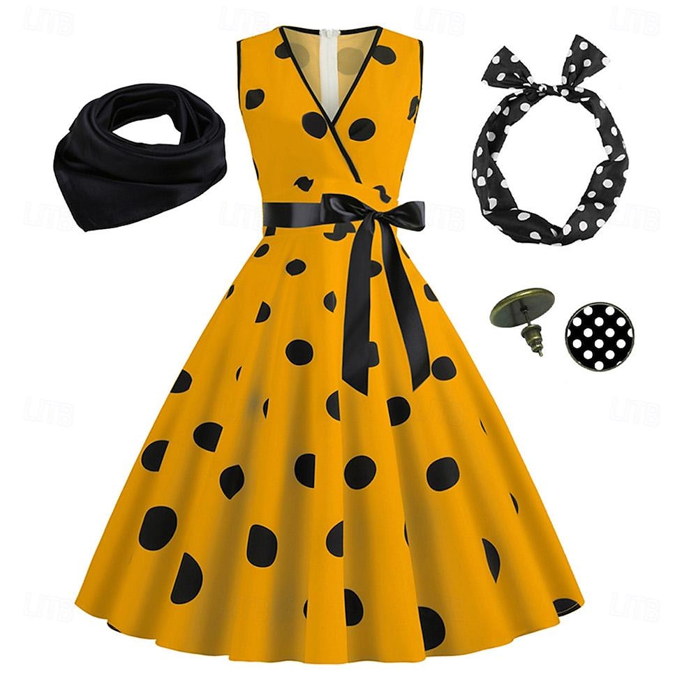 A-Line/Princess V-Neck Sleeveless Knee-Length Halloween Performance Costumes Dress with Bowknot