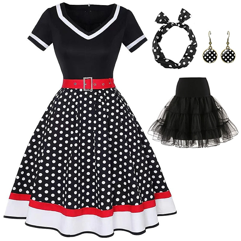 A-Line/Princess V-Neck Short Sleeves Knee-Length Halloween Performance Costumes Dress with Belt