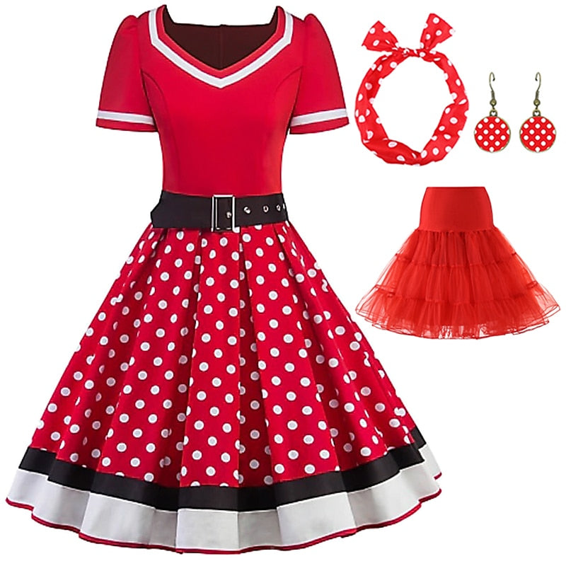 A-Line/Princess V-Neck Short Sleeves Knee-Length Halloween Performance Costumes Dress with Belt