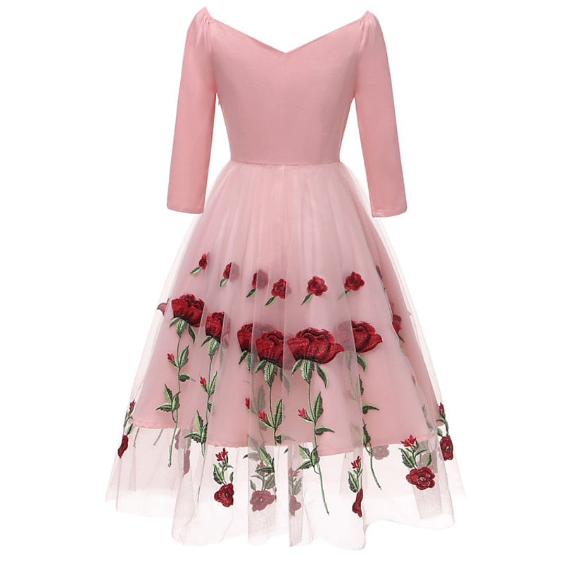 A-Line/Princess V-Neck Long Sleeves Tea-Length Halloween Performance Costumes Dress with Lace & Appliques