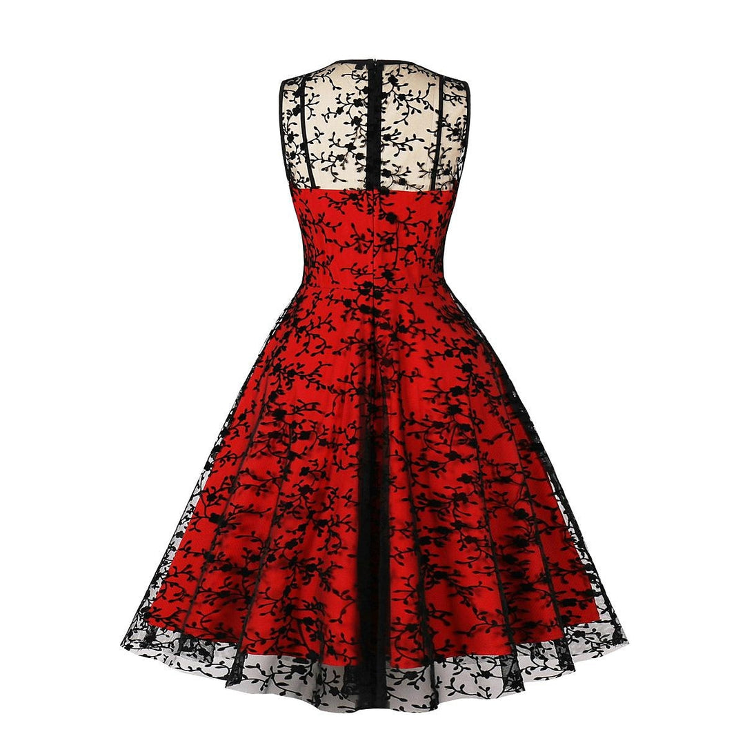 A-Line/Princess Round-Neck Sleeveless Tea-Length Halloween Performance Costumes Dress  with Lace