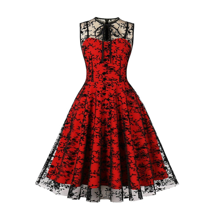 A-Line/Princess Round-Neck Sleeveless Tea-Length Halloween Performance Costumes Dress  with Lace