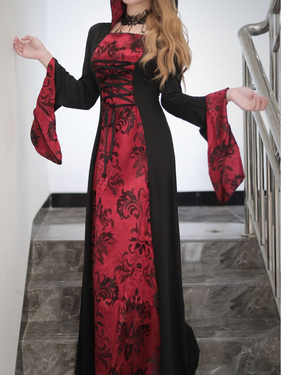 A-Line/Princess Square Neck Long Sleeves Floor-Length Halloween Performance Costumes Dress