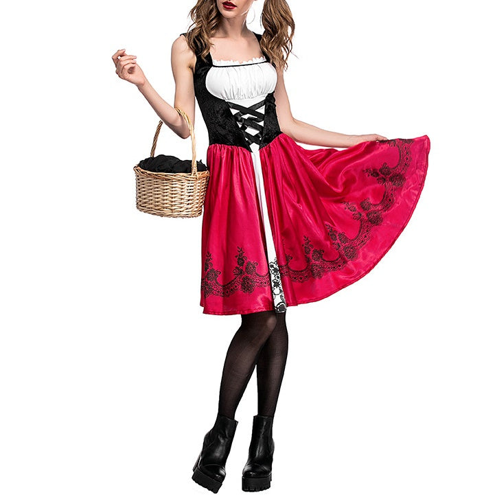 A-Line/Princess Square-Neck Sleeveless Knee-Length Halloween Performance Costumes Dress with Cloak