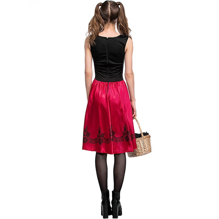 A-Line/Princess Square-Neck Sleeveless Knee-Length Halloween Performance Costumes Dress with Cloak