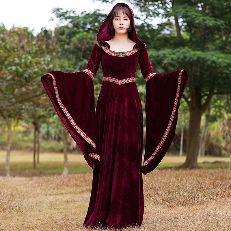 A-Line/Princess Jewel Neck Long Sleeves Floor-Length Halloween Performance Costumes Dress