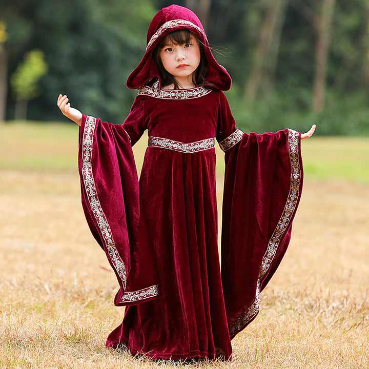 A-Line/Princess Jewel Neck Long Sleeves Floor-Length Halloween Performance Costumes Dress