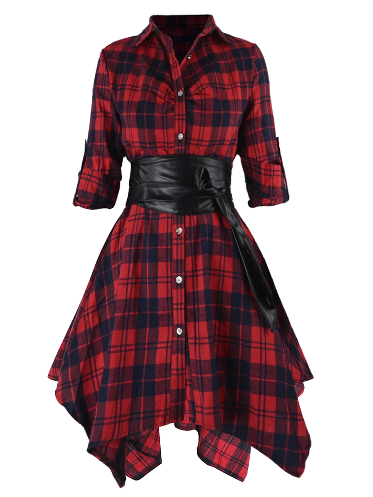 lace up tartan asymmetrical dress Asymmetric Tartan Dress