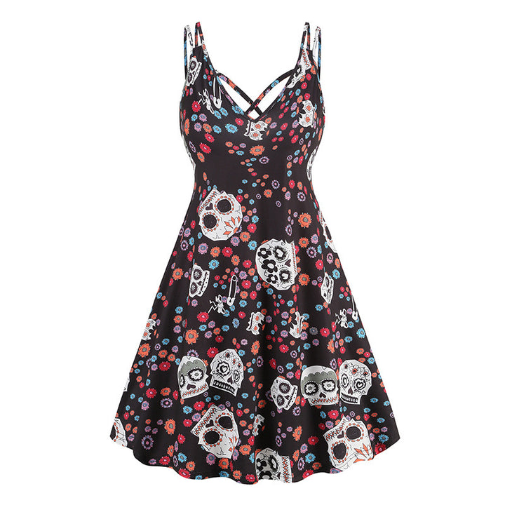 A-Line/Princess Spaghetti Straps Sleeveless Knee-Length Halloween Performance Costumes Dress