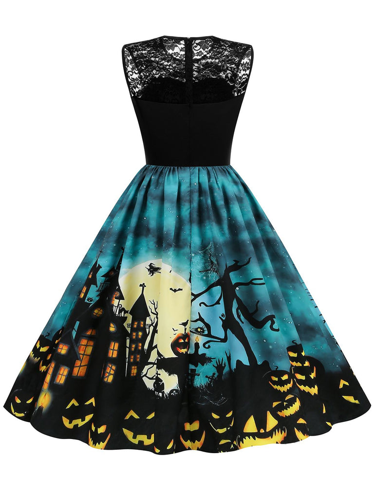 A-Line/Princess Round-Neck Sleeveless Knee-Length Halloween Performance Costumes Dress with Lace