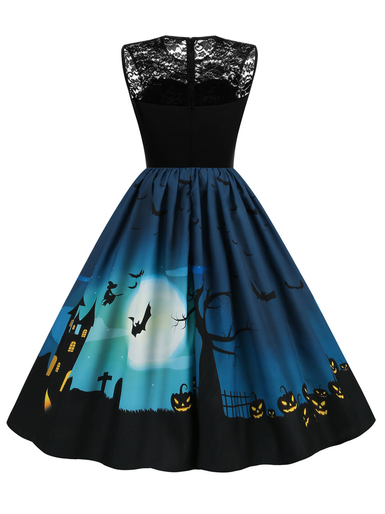 A-Line/Princess Round-Neck Sleeveless Knee-Length Halloween Performance Costumes Dress with Lace