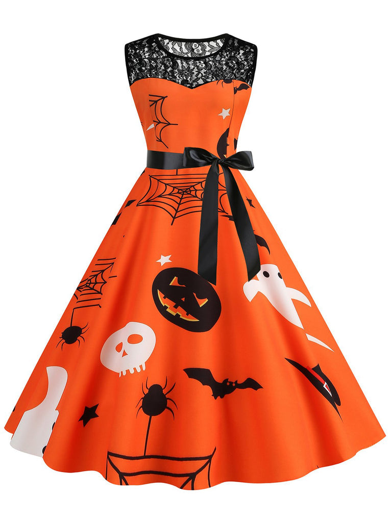 A-Line/Princess Round-Neck Sleeveless Knee-Length Halloween Performance Costumes Dress with Bowknot