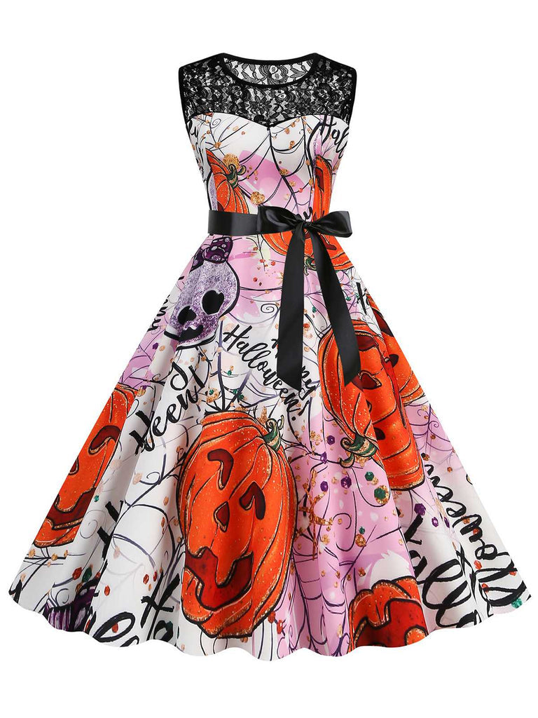 A-Line/Princess Round-Neck Sleeveless Knee-Length Halloween Performance Costumes Dress with Bowknot, S / Pink