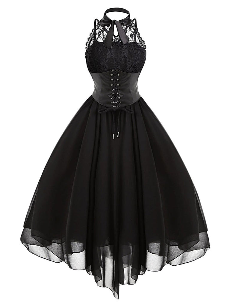 A-Line/Princess Round-Neck Sleeveless Asymmetrical Halloween Performance Costumes Dress with Bowknot