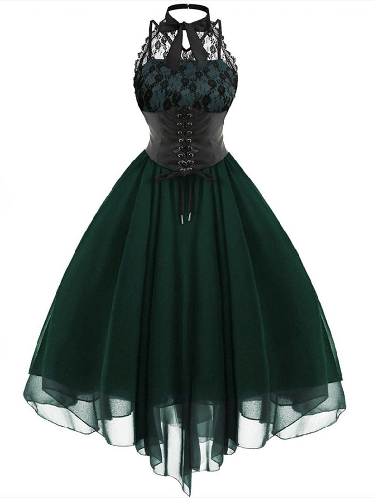 A-Line/Princess Round-Neck Sleeveless Asymmetrical Halloween Performance Costumes Dress with Bowknot