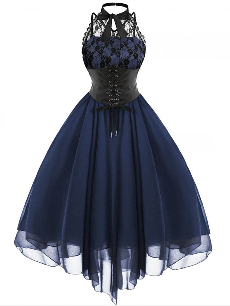 A-Line/Princess Round-Neck Sleeveless Asymmetrical Halloween Performance Costumes Dress with Bowknot