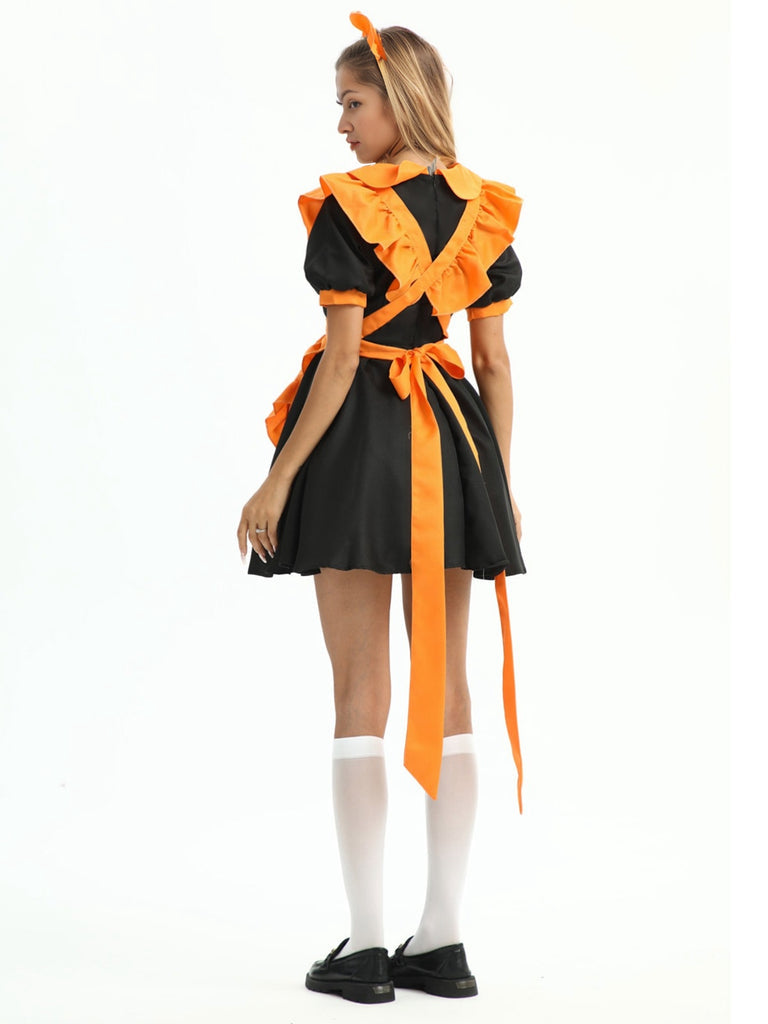 A-Line/Princess Round-Neck Short Sleeves Short/Mini Halloween Performance Costumes Dress with Apron