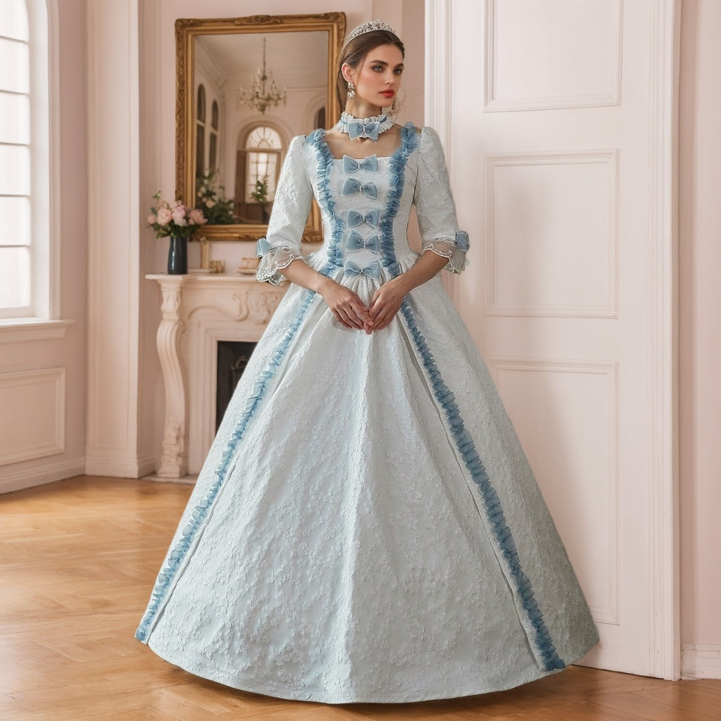 silver masquerade dress Ball Gown Square Neck Half Sleeves Floor-Length Halloween Carnival Party Evening Rococo Victorian Vintage Inspired Groovy Verdusa Women's Plus Size The strapless sweetheart neckline Color:Apricot Zebra