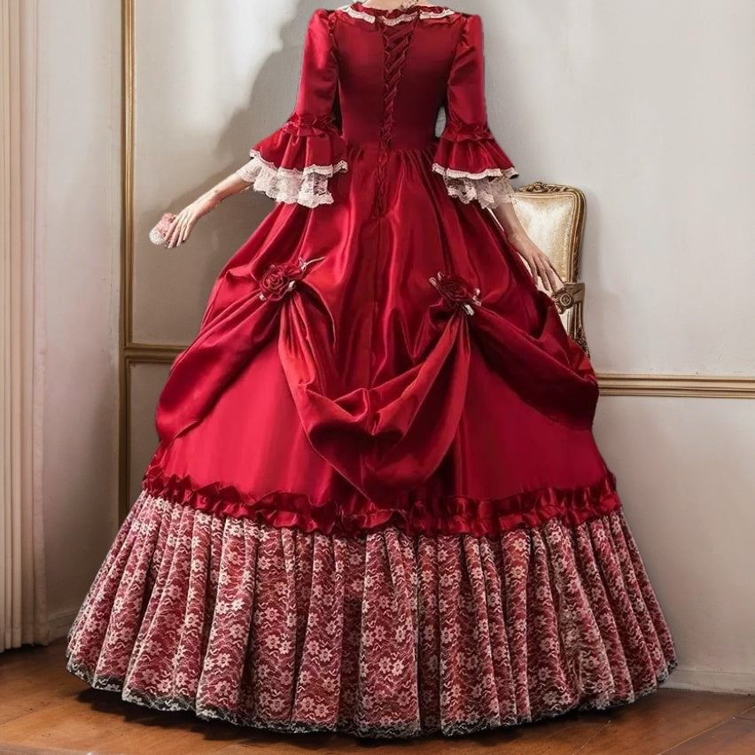 Ball Gown Square Neck 3/4 Length Sleeves Floor-Length Victorian Party Costume Masquerade Cosplay Rococo Prom Quinceanera Dress Ball Gown Square Neck 3/4 Length Sleeves Floor-Length Victorian Party Costume Masquerade Cosplay Rococo Prom Quinceanera Dress