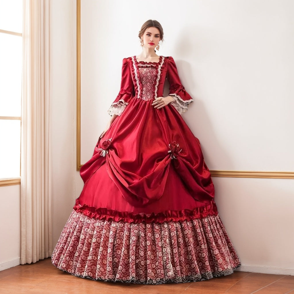 Ball Gown Square Neck 3/4 Length Sleeves Floor-Length Victorian Party Costume Masquerade Cosplay Rococo Prom Quinceanera Dress Ball Gown Square Neck 3/4 Length Sleeves Floor-Length Victorian Party Costume Masquerade Cosplay Rococo Prom Quinceanera Dress