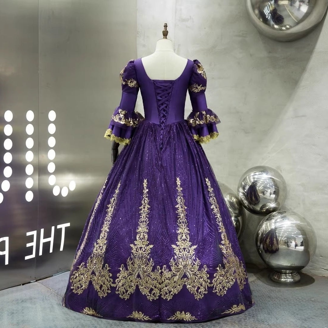Ball Gown V-Neck 3/4 Length Sleeves Floor-Length Victorian Party Cosplay Costume Masquerade Rococo Prom Dress Purple Ball Gown V-Neck 3/4 Length Sleeves Floor-Length Victorian Party Cosplay Costume Masquerade Rococo Prom Dress Purple