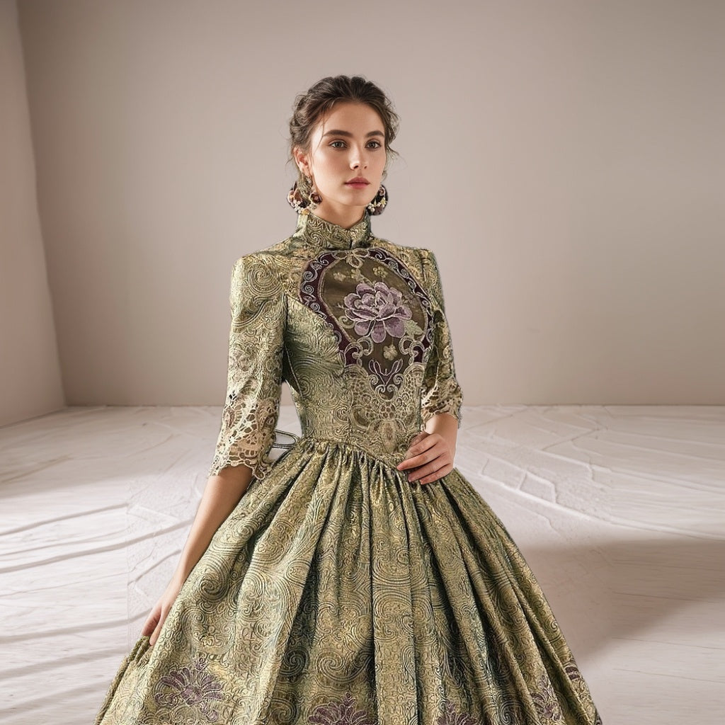 Ball Gown Jewel Neck Half Sleeves Floor Length Victorian Party Costume Cosplay Masquerade Lace Party & Evening Rococo Dress Ball Gown Jewel Neck Half Sleeves Floor Length Victorian Party Costume Cosplay Masquerade Lace Party & Evening Rococo Dress