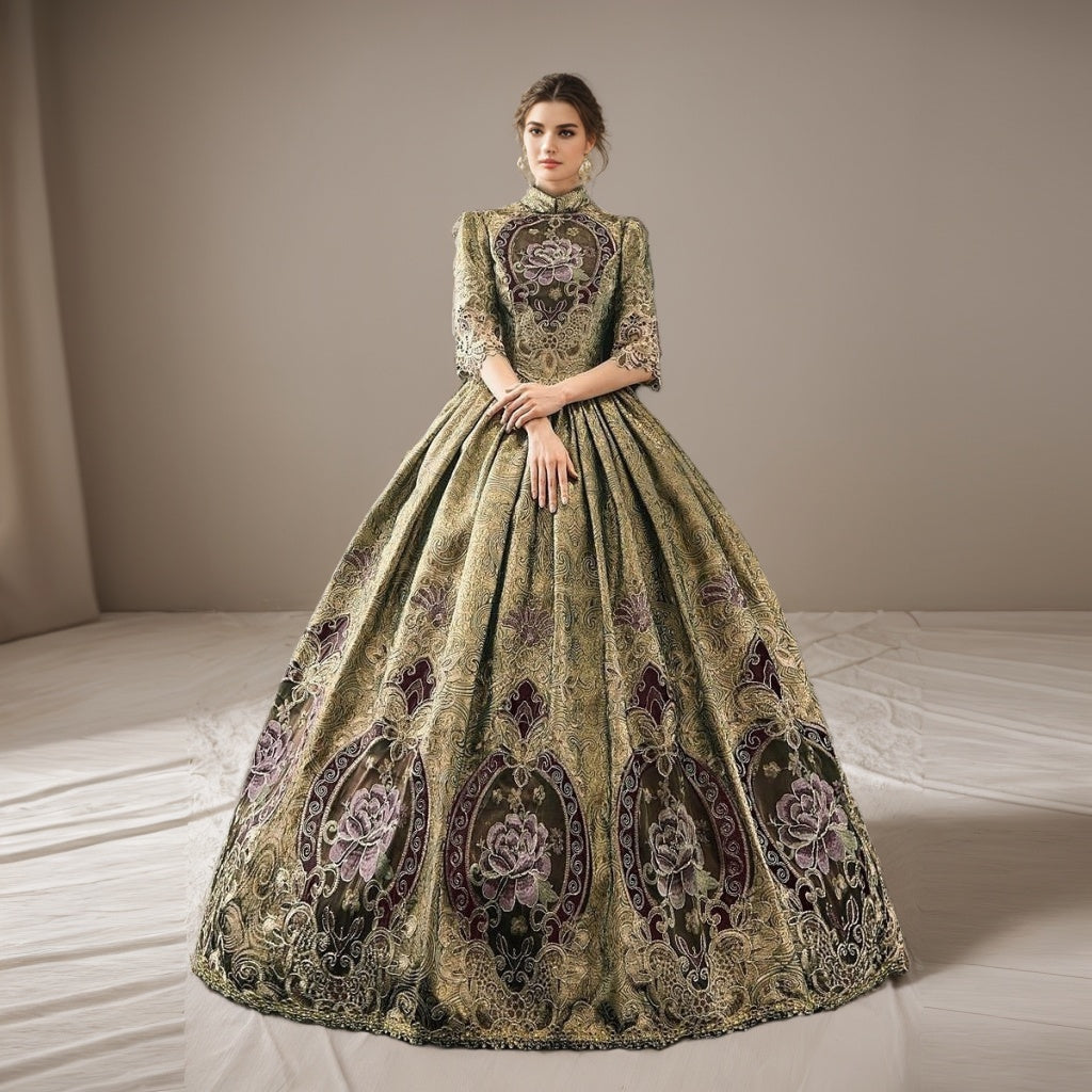 slim fit dress slacks Ball Gown Jewel Neck Half Sleeves Floor Length Victorian Party Costume Cosplay Masquerade Lace Party & Evening Rococo Dress
