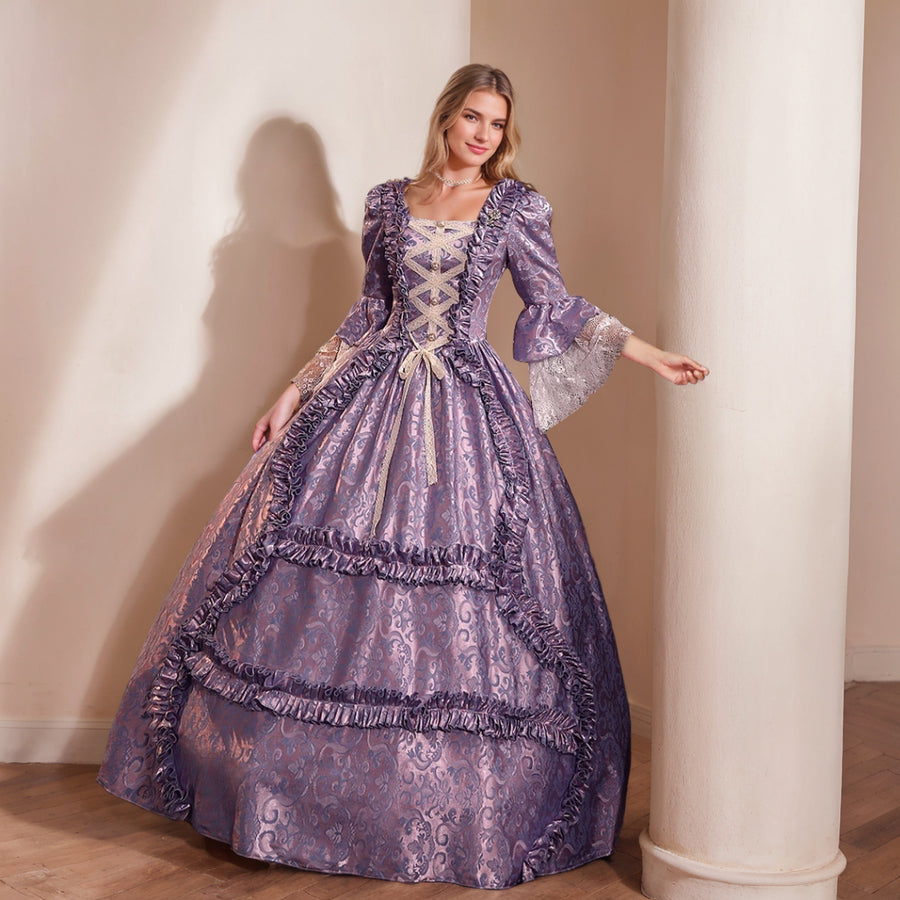 vintage purple prom dress Square Neckline misaislestyle Garment Size Size XS S M L XL Bust 78 82 86 90 94 Waist 60 64 68 72 76 Hips 84 88 92 96 100 Full Length 112 118 120 122 124 Purple Long Sleeves Chiffon Vintage