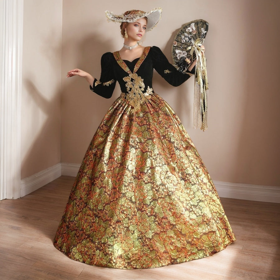Ball Gown Sweetheart Neck 3/4 Length Sleeves Floor-Length Royal Victorian Party Costume Masquerade Rococo Prom Quinceanera Dress Ball Gown Sweetheart Neck 3/4 Length Sleeves Floor-Length Royal Victorian Party Costume Masquerade Rococo Prom Quinceanera Dress