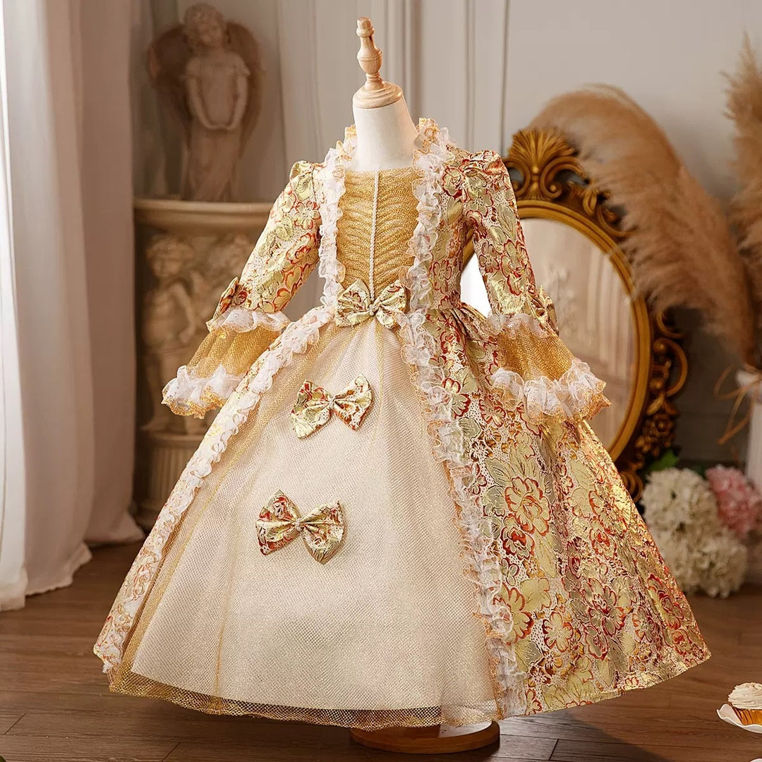 Girl's Ball Gown 3/4 Length Sleeves Floor Length Lace Victorian Princess Costume Cosplay Masquerade Rococo Party Dress with Bowknot, 110 / As Pic Girl's Ball Gown 3/4 Length Sleeves Floor Length Lace Victorian Princess Costume Cosplay Masquerade Rococo Party Dress with Bowknot, 110 / As Pic