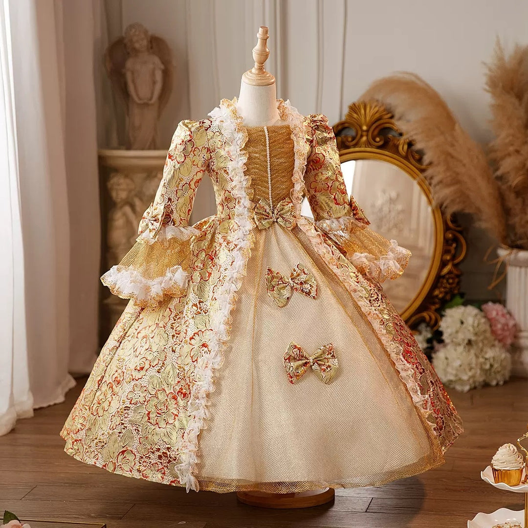 Girl's Ball Gown 3/4 Length Sleeves Floor Length Lace Victorian Princess Costume Cosplay Masquerade Rococo Party Dress with Bowknot, 110 / As Pic Girl's Ball Gown 3/4 Length Sleeves Floor Length Lace Victorian Princess Costume Cosplay Masquerade Rococo Party Dress with Bowknot, 110 / As Pic