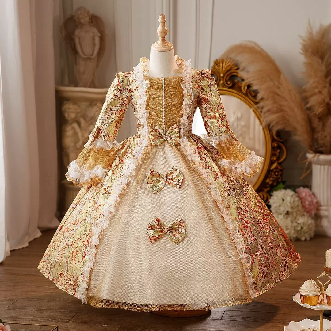 Girl's Ball Gown 3/4 Length Sleeves Floor Length Lace Victorian Princess Costume Cosplay Masquerade Rococo Party Dress with Bowknot, 110 / As Pic Girl's Ball Gown 3/4 Length Sleeves Floor Length Lace Victorian Princess Costume Cosplay Masquerade Rococo Party Dress with Bowknot, 110 / As Pic