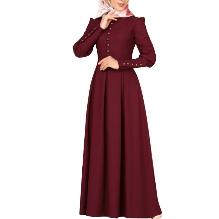 A-Line/Princess Jewel Neck Long Sleeves Floor-Length Retro Vintage Victorian Medieval Dress