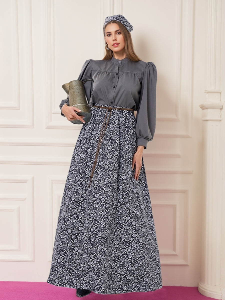 A-Line/Princess Jewel Neck Long Sleeves Floor-Length Retro Vintage Victorian Medieval Irish Peasant Dress, M / As Pic A-Line/Princess Jewel Neck Long Sleeves Floor-Length Retro Vintage Victorian Medieval Irish Peasant Dress, M / As Pic