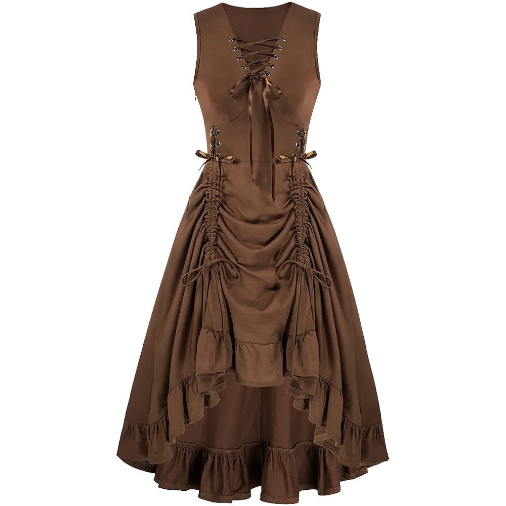 steampunk dress brown Steampunk Medieval Corset Dress Steampunk Outfit