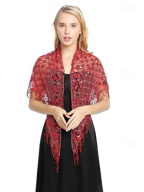 Women's Wedding Bridal Sleeveless Wrap/Shawls With Pure Color,Paillette & Splicing, One-Size / Red Women's Wedding Bridal Sleeveless Wrap/Shawls With Pure Color,Paillette & Splicing, One-Size / Red