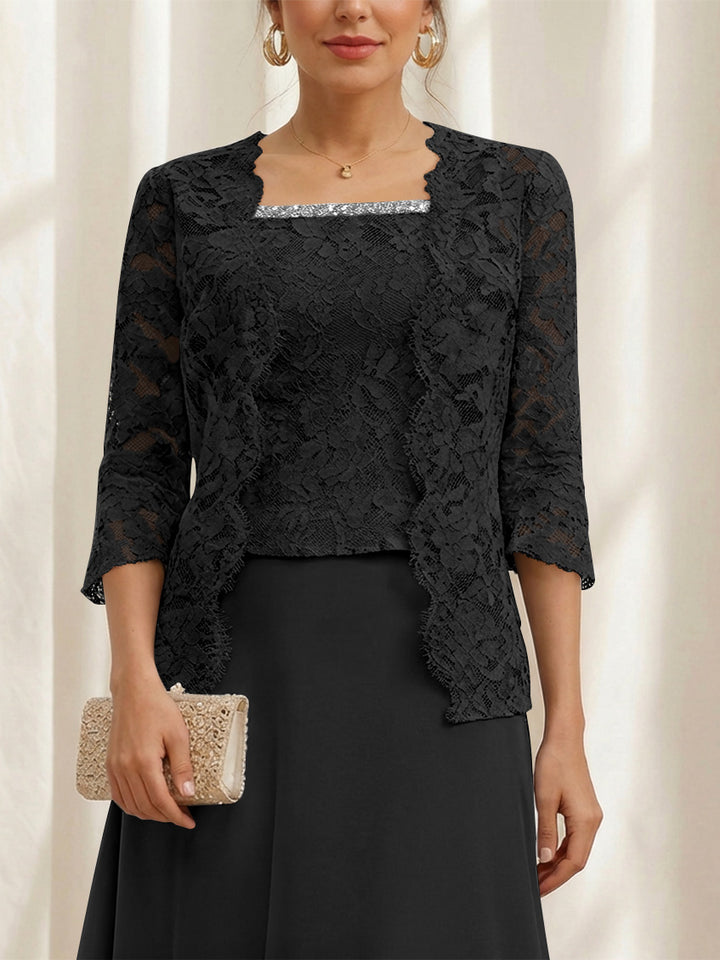 Women's Coats /Jackets 3/4 Length Sleeves Floral Lace