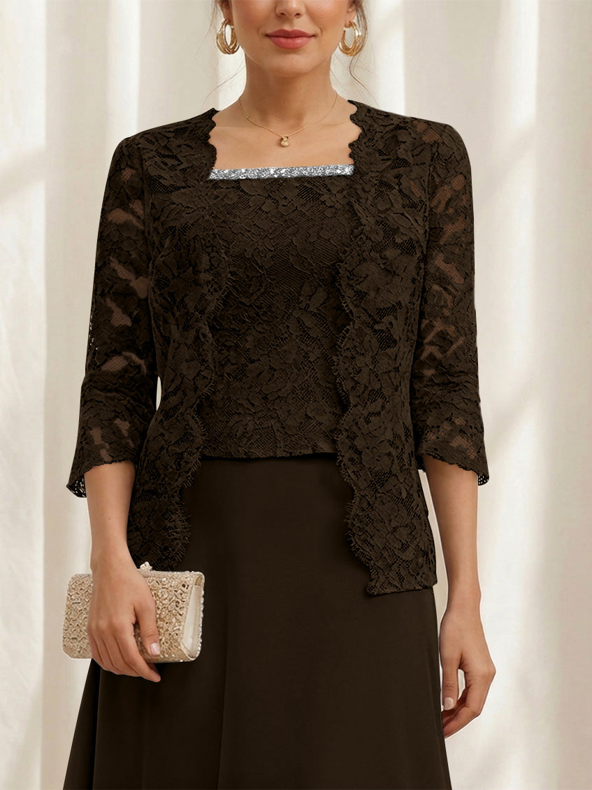 Women's Coats /Jackets 3/4 Length Sleeves Floral Lace