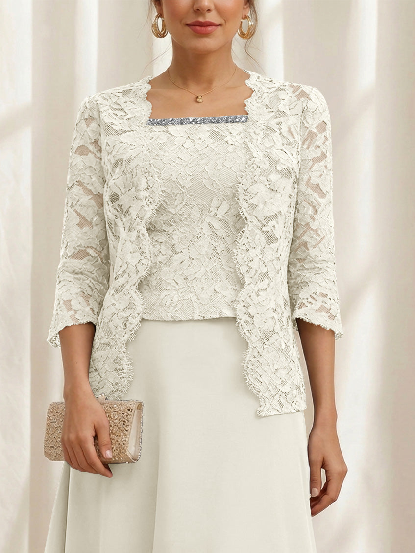 Women's Coats /Jackets 3/4 Length Sleeves Floral Lace